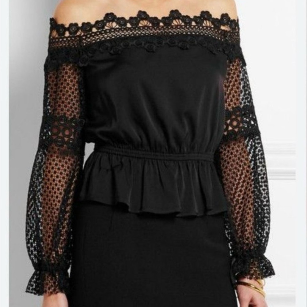 Self-Portrait Black Lace Detail Jumpsuit - Picture 2 of 11